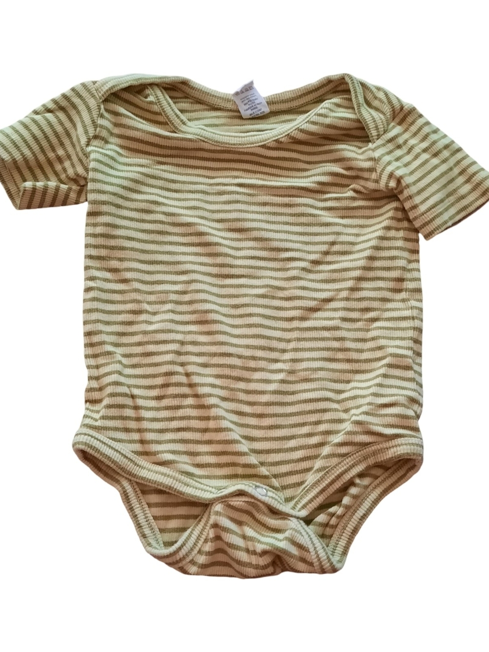 kate quinn Striped Short-Sleeve Ribbed Bodysuit in Green